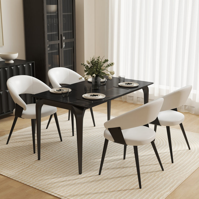 Table de salle à manger Yianna, H 29,53 po x L 55,1 po x l 31,5 po, Noir, Noir