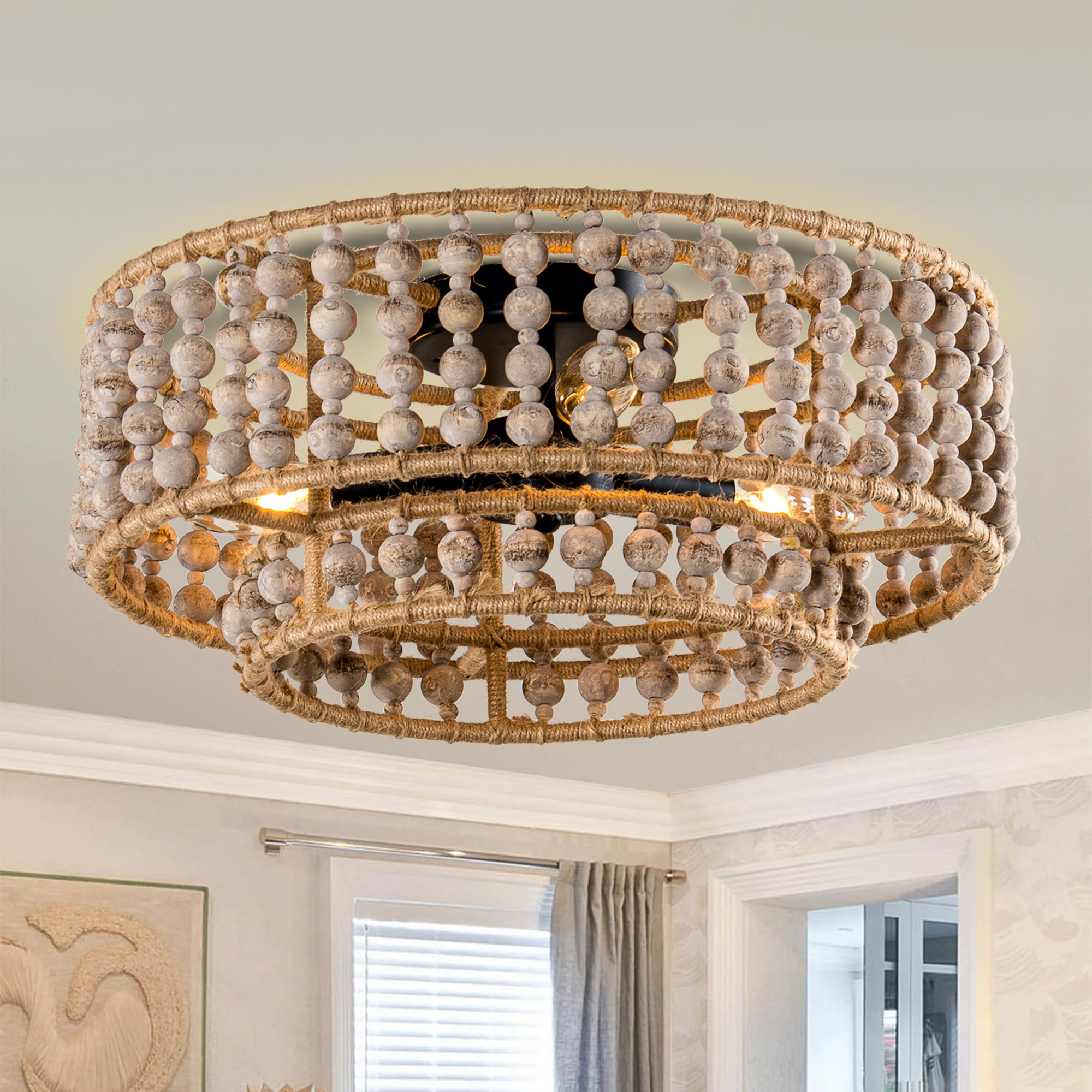 Langley Street® Keeter 3-Light 15.75" Wood Beaded Flush Mount & Reviews ...