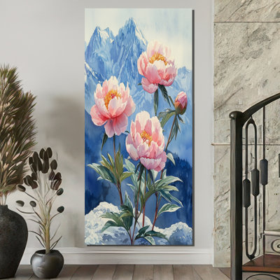 Pivoines sur les falaises de montagne I - impressions de toiles de pivoines