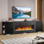 Meuble télé de 70 po avec foyer électrique, console télé avec flamme 3D de 91 cm, chauffage 1500 W, étagères réglables et rangements, compatible avec les téléviseurs jusqu'à 75 pouces, noir-133713672