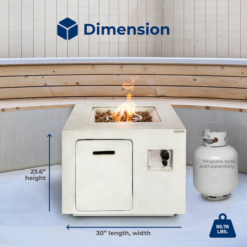 Table de foyer d'extérieur au propane, table de foyer au propane carrée résistante aux intempéries - flamme réglable