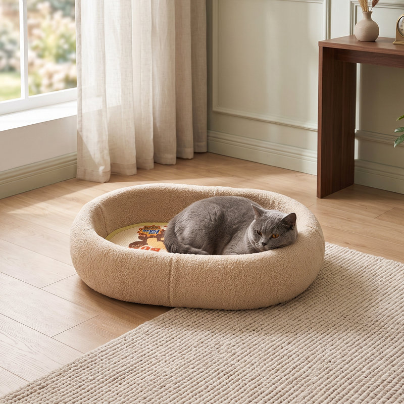 2-in-1 Oval Sisal Cat Scratching Lounge Bed