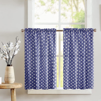 Stars Print Cafe Tier Curtains