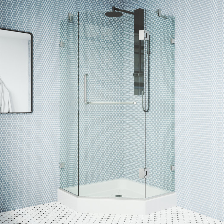 Piedmont 40" W x 40" D x 79" H Hinged Frameless Shower Enclosure with 3/8  Clear Glass&Base
