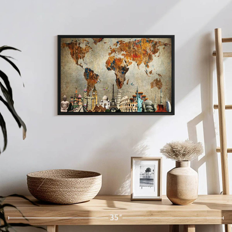 Aliaz Rusty World Map, 13" H x 19" W