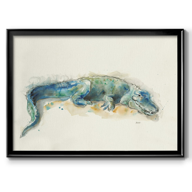 Alligator, H 30 po x l 44 po x P 1,5 po, Toile avec cadre flottant noir