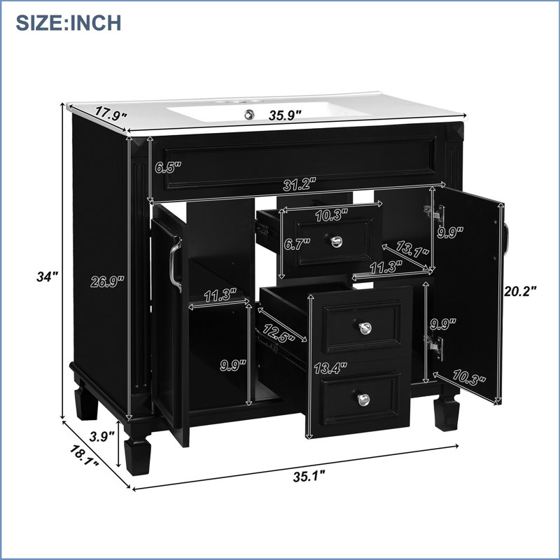 Freestanding Single Vanity, Black
