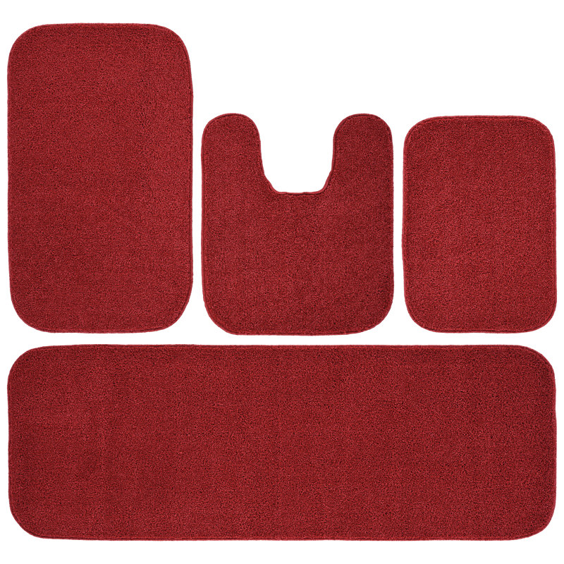Heffingen Non-Slip Bath Rug, Red Solid