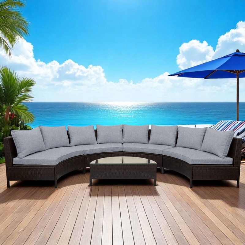 Nooriyah Curved Outdoor Conversation Set, Gray