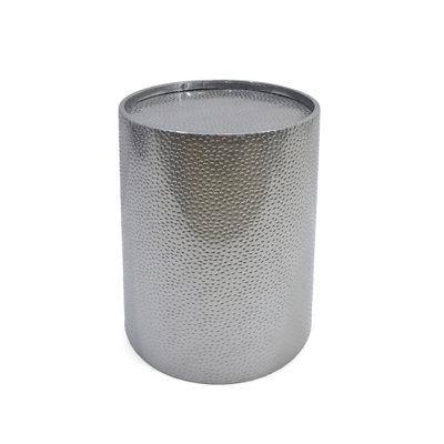 22" Silver Iron Round Pedestal End Table