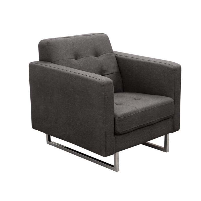 Fauteuil en polyester capitonné de 35 po de large Opus, Gris