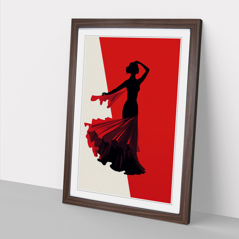 Flamenco dancer Minimalism No.3 - Framed Print, Walnut, 46cm H x 34cm W x 2cm D