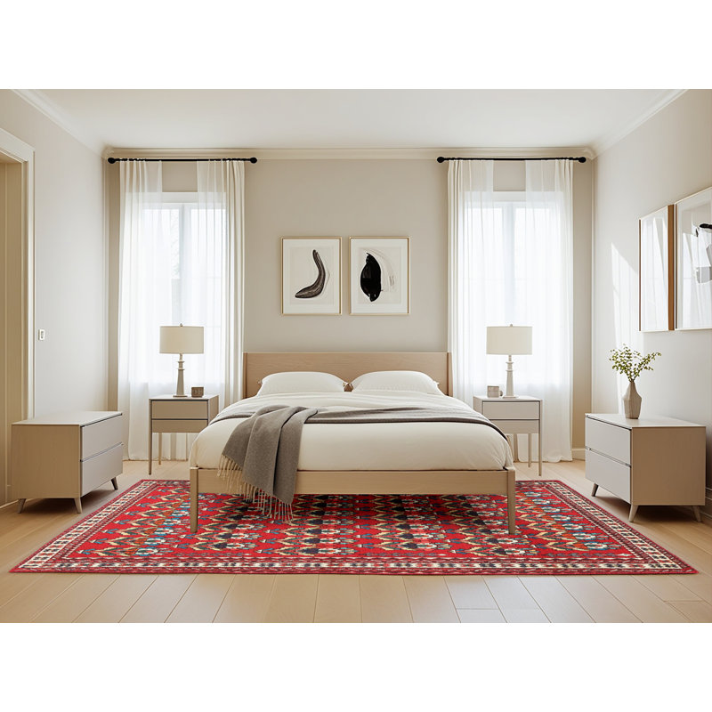 Tapis de style oriental rouge, Rectangle 5 pi x 8 pi