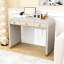 Bureau de coiffeuse classique en bois avec miroir rabattable, rangement caché et 2 tiroirs-969824185