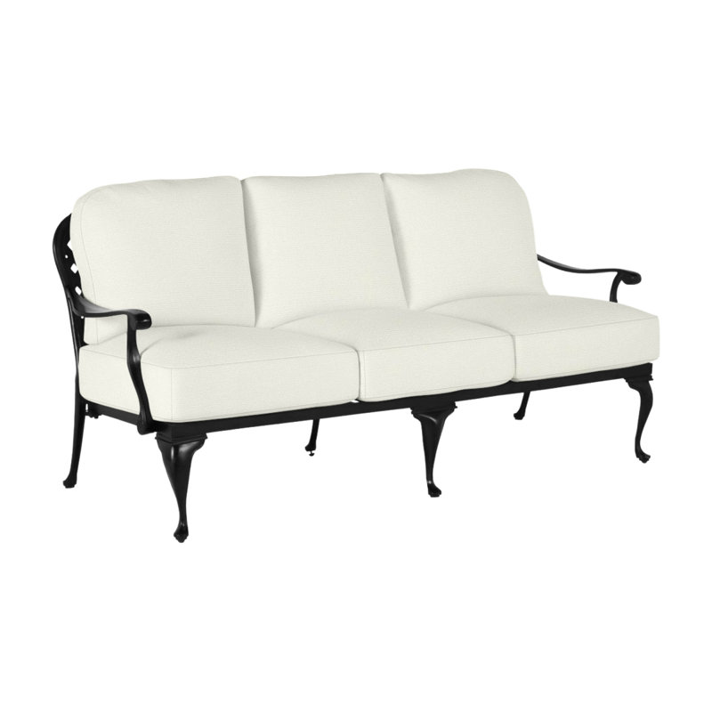 Provance Cast Aluminum Outdoor Sofa, Ancient Earth, No Welt, Natural White
