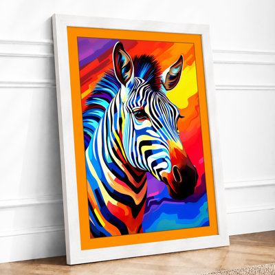 Chromatic Zebra Pop Art 1 Piece Single Picture Frame Wall Art