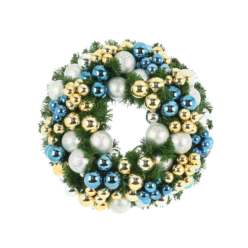 Couronne Okane Evergreen avec ornements argent, bleu et or