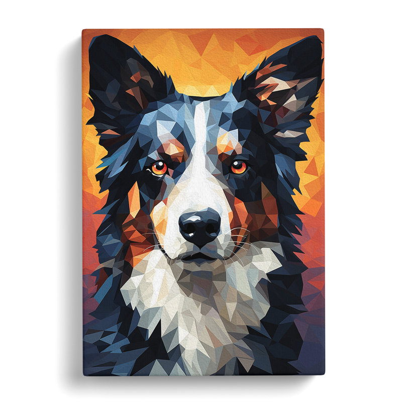 Border Collie Geometric - No Frame Print, 60cm H x 40cm W x 3cm D