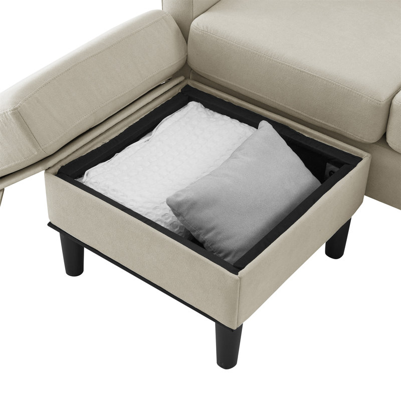 Upholste Sectional Sofa Couch, Beige Fabric