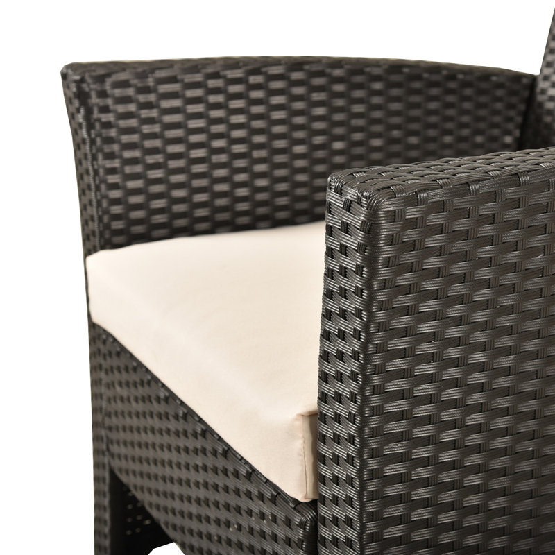 Ensemble de conversation en rotin avec coussins 4 pièces Hemmo, Beige