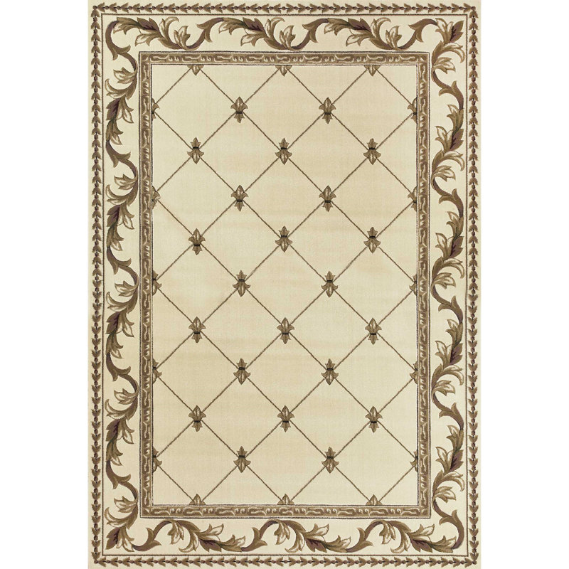 Tapis traditionnel ivoire Gaythorne Heirloom, Rectangle 3 pi 3 po x 4 pi 11 po