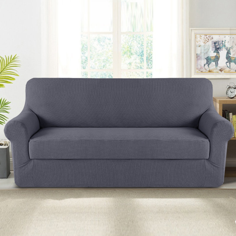 Housse pour canapé extensible Hayneville, H 45 po x l 96 po x P 37 po, Gris