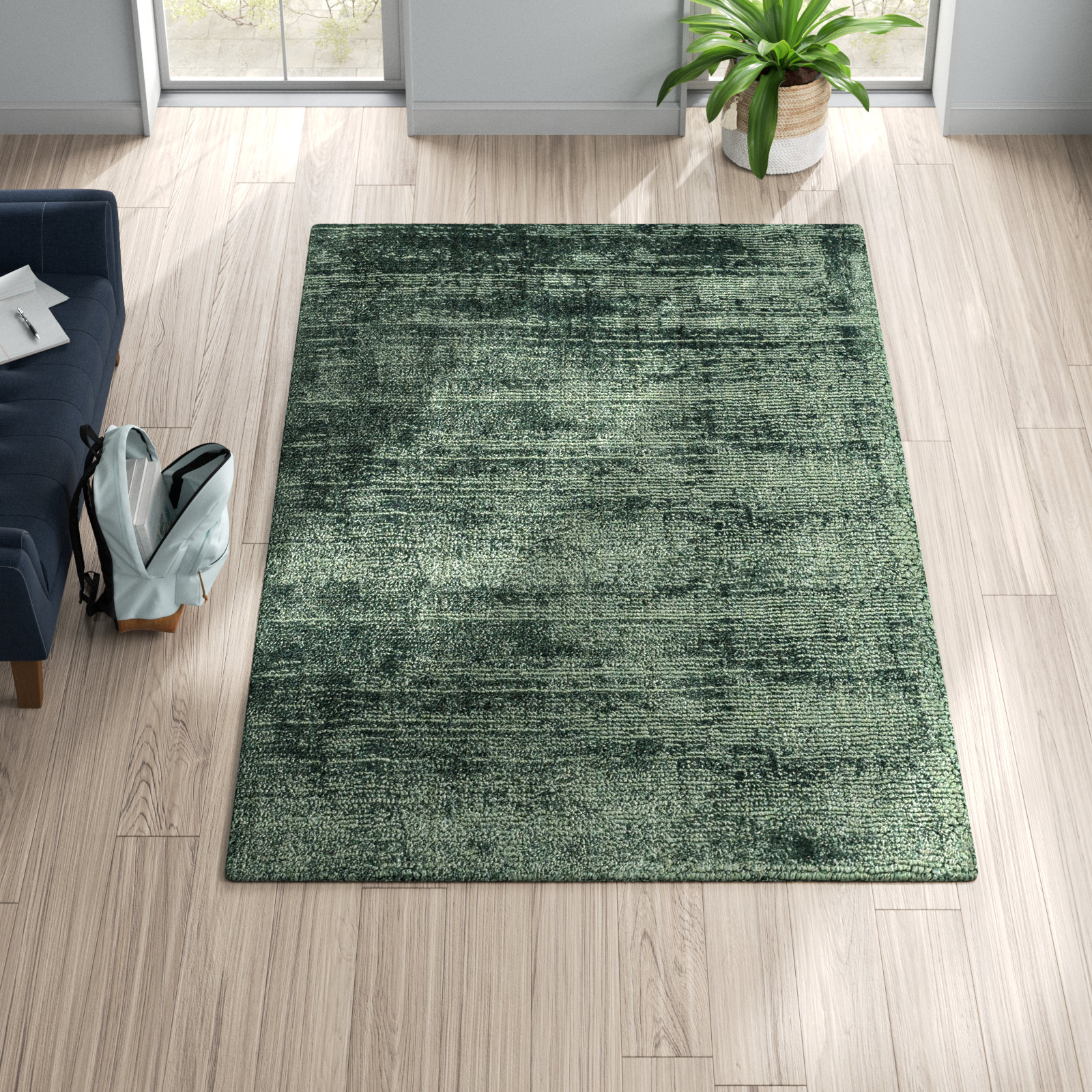 Fennel Hand-Loomed Viscose Rug, Rectangle 6' x 9'