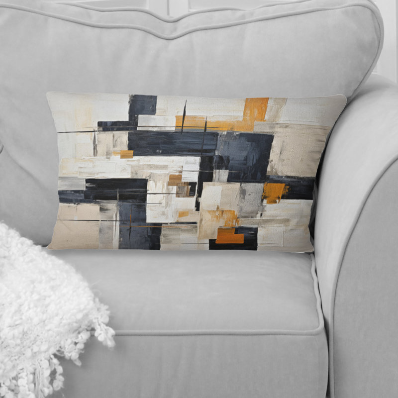 Ivory Illusions Abstract Shapes II - Coussin décoratif à imprimé de formes abstraites