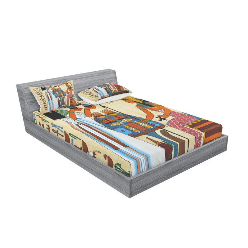 Ensemble de draps en papyrus, Ensemble de drap pour grand lit avec drap-housse