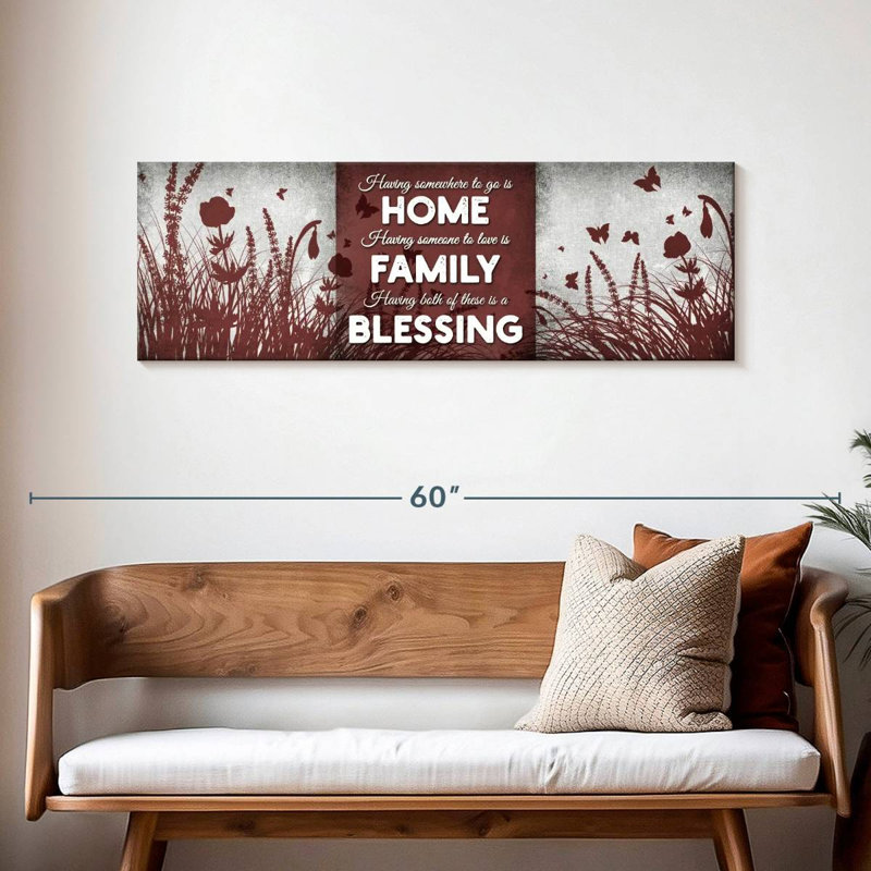 Impression sur toile Home and Family Blessing, H 16 po x l 48 po x P 1,25 po