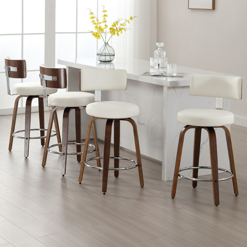 Swivel Upholstered Counter & Bar Stool, Counter Stool (26" Seat Height), White