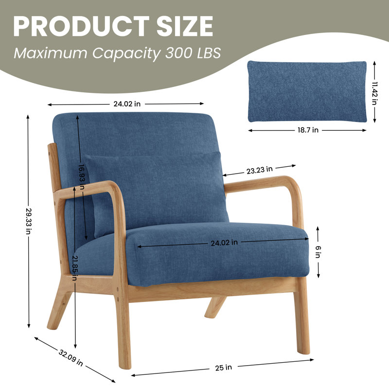 Upholstered Armchair, Blue