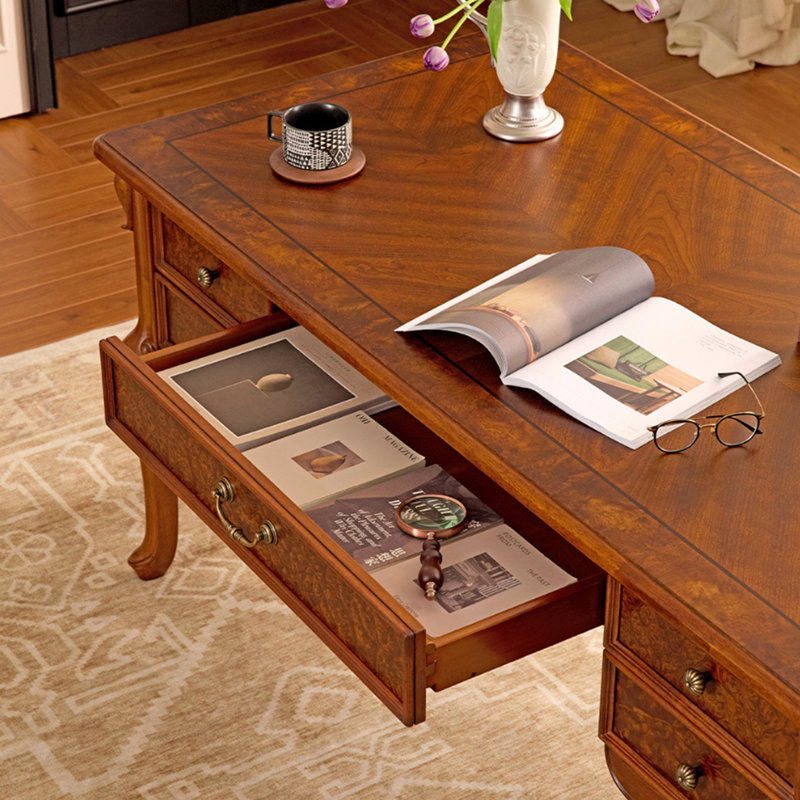 Retro Simple Brown Solid Wood Writing Desk