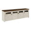 Meuble télé console de 72 pouces, stratifié chêne blanchi et noyer foncé, style transitionnel