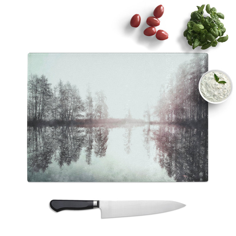 Tempered Glass Foggy Sunrise in Germany Chopping Board, 28.5 cm x 39 cm