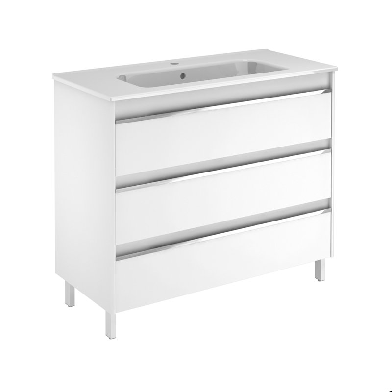 Belle 40" Single Bathroom Vanity Set, Gloss White, 40"