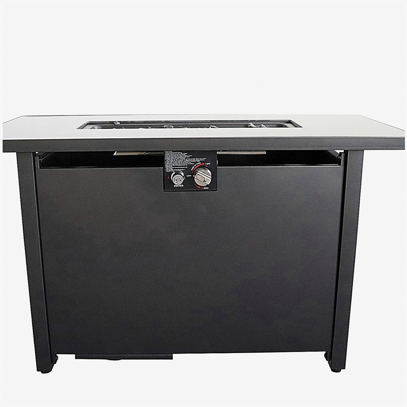 25" H x 42" W steel outdoor fire pit table with lid