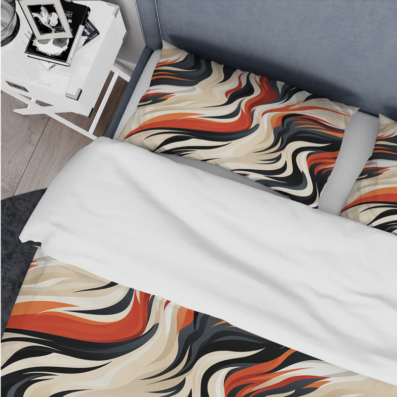 Ensemble de housse de couette ésotérique orange et beige, Housse de couette pour très grand lit et 2 très