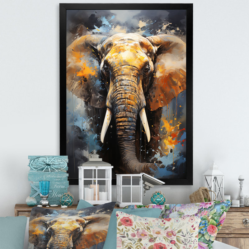 «Elephant Dreams In Colors on», reproduction sur toile, Cadre simple noir, H 40 po x l 30 po x P 1,5 po