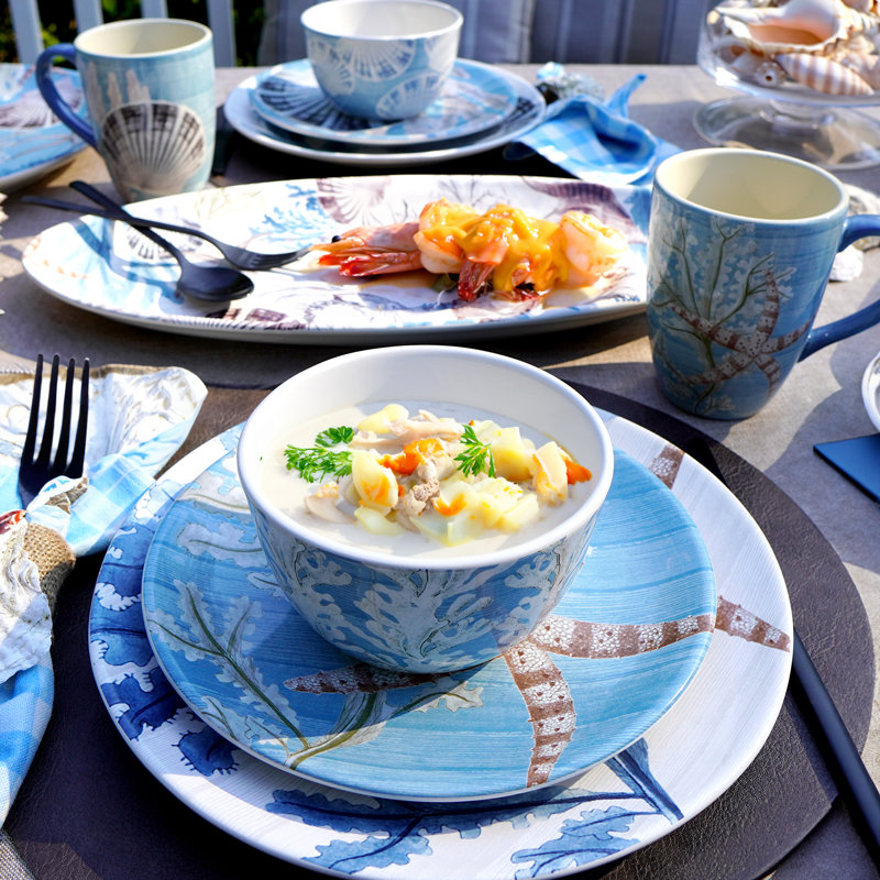 Beyond the Shore Set of 4 Mugs 5.875in x 3.75in x 5in 20 oz