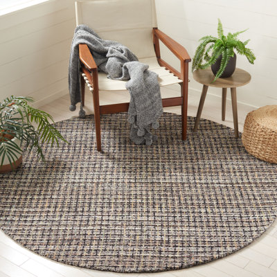 Natko Abstract Hand Tufted Wool/Cotton Striped Rug in Black/Brown