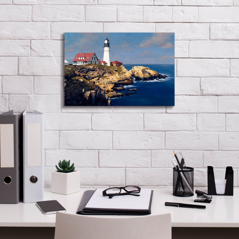 «Coastal Lighthouse» par Zhen-Huan Lu, art mural sur toile, H 12 po x l 18 po x P 0,75 po