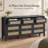 57.8" W 9-Drawer Dresser for Bedroom, Rattan Storage Dresser -Black-191488231-185826604