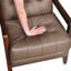 Fauteuil d'appoint 100% cuir fleur brun avec cadre en bois noué et capitonné-1891280273