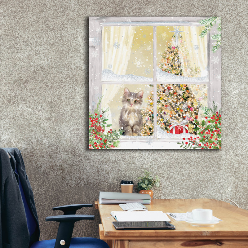  «Kitten At The Window» par Elle Media Group SA, art mural sur toile, H 37 po x l 37 po