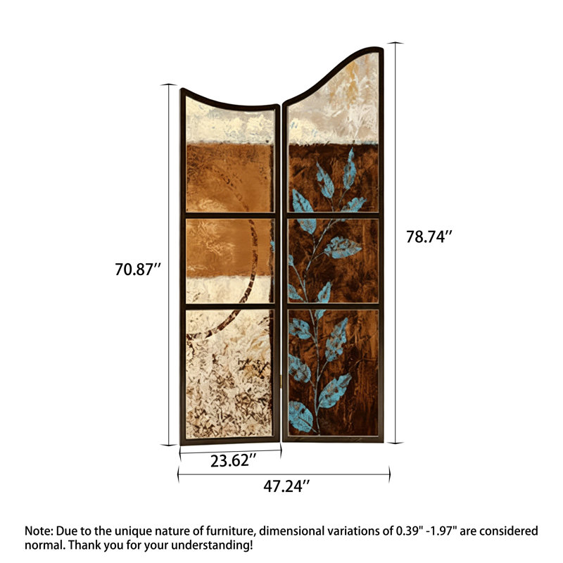 Paravent pliable rétro en bois de pin irrégulier, 78.74" H x 47.24" W x 1.57" D