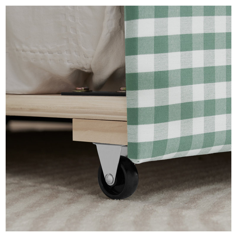 Lit de jour simple Cozy Gingham avec couchette et port de charge USB, cadre de canapé en forme de vague pour chambre d'enfant