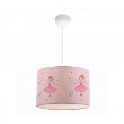 Elegant Fabric Chandelier, Pink & White, 11.8 in Cap Diameter x 8.7 in Cap Height | Max 40W E27, 220-240V | Total Height: 27.6 in | Stylish Lighting Fixture for Living Room, Dining Room, and Bedroom Decor