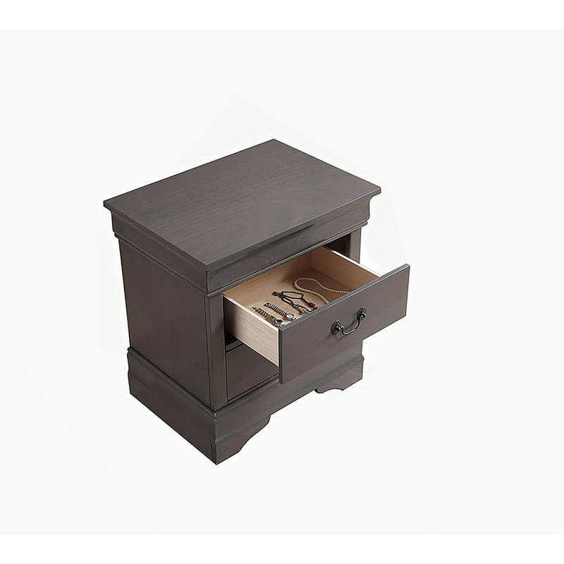 Table de chevet 1Pc gris Louis Philippe en bois massif à queue d'aronde anglaise, Gris