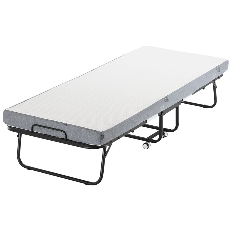 Lit simple pliant en acier au design pliable noir